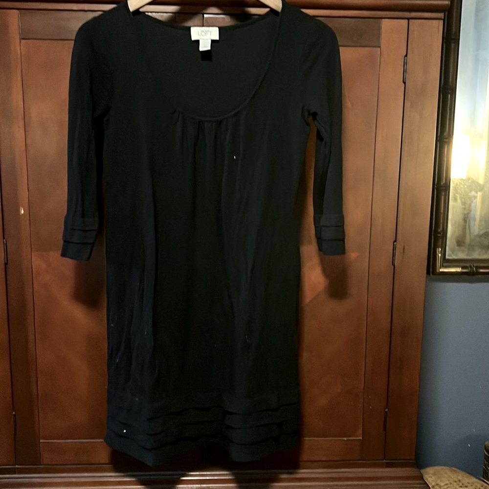 Ann Taylor loft black sweater dress size Xsmall side zipper